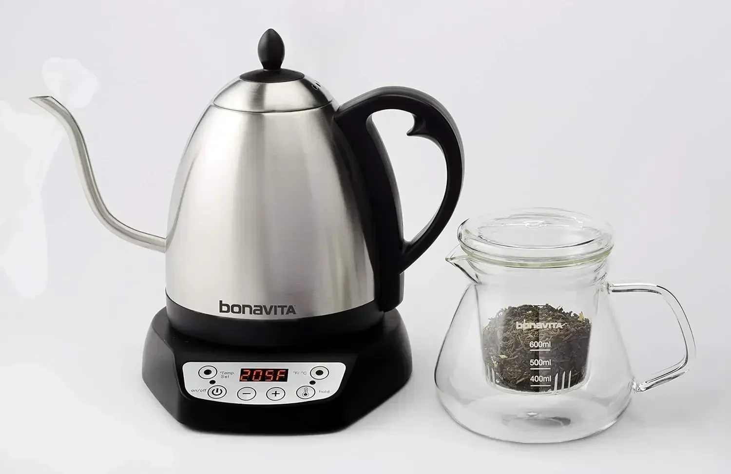 Bonavita 1L Digital Variable Temperature Gooseneck Electric Kettle for Coffee Brew and Tea Precise Pour Control, 6 Preset Temps