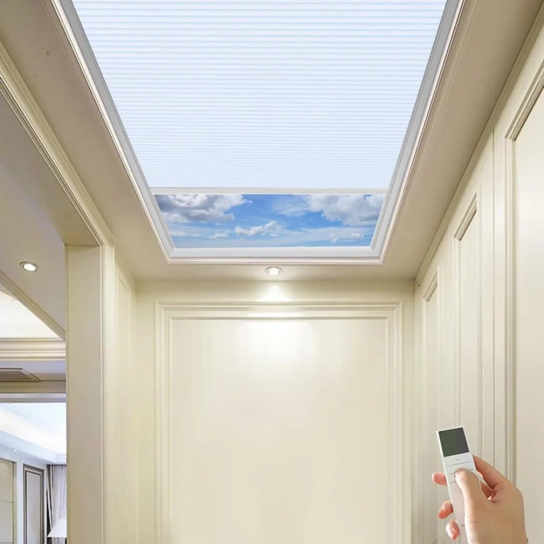 Luxury Modern Design New Style 100% Blackout Remote Motorized Skylight Honeycomb Blinds For Skylight Window