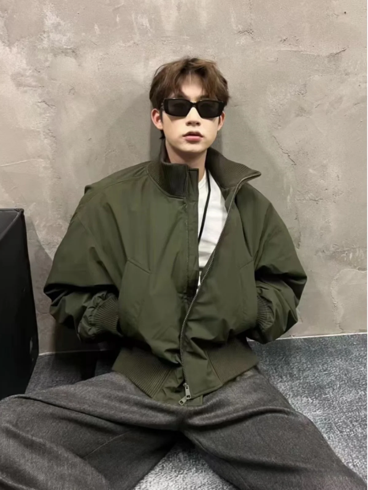 

Military een ort Pilot Jaet Cotton Coat Men Winter American Trendy Brand Stand Collar Warm Baseball Sle Cotton Outerwear