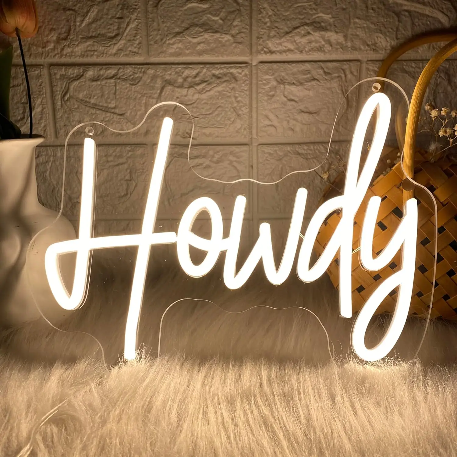 

Howdy Neon Sign for wall decor,USB Neon Light Sign for Bedroom Birthday Wedding Party Lover Room Bathroom personalized Decor