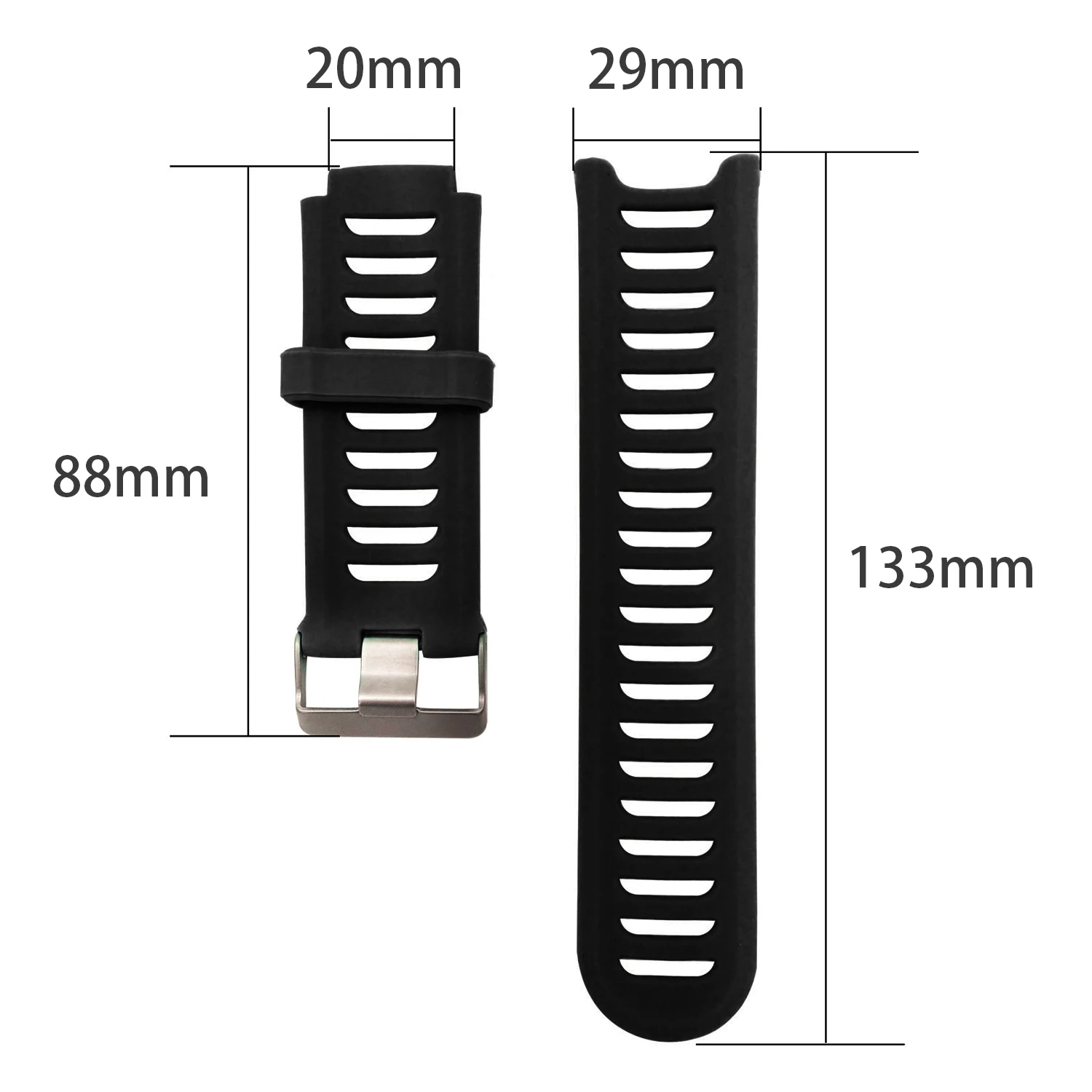 Compatible silicone replacement strap for Garmin Forerunner 910XT watch