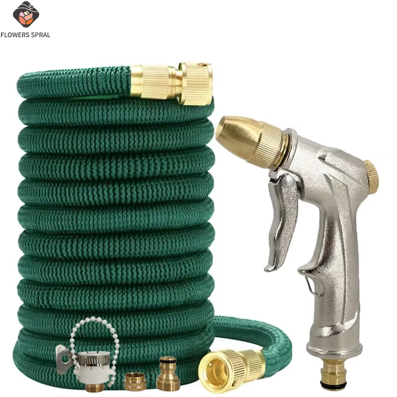 

Extended Retractable Garden Hose Metal Nozzle Spray Gun Car Wash Hose Garden Hose, Suitable For Irrigation And Cleaning Supplies