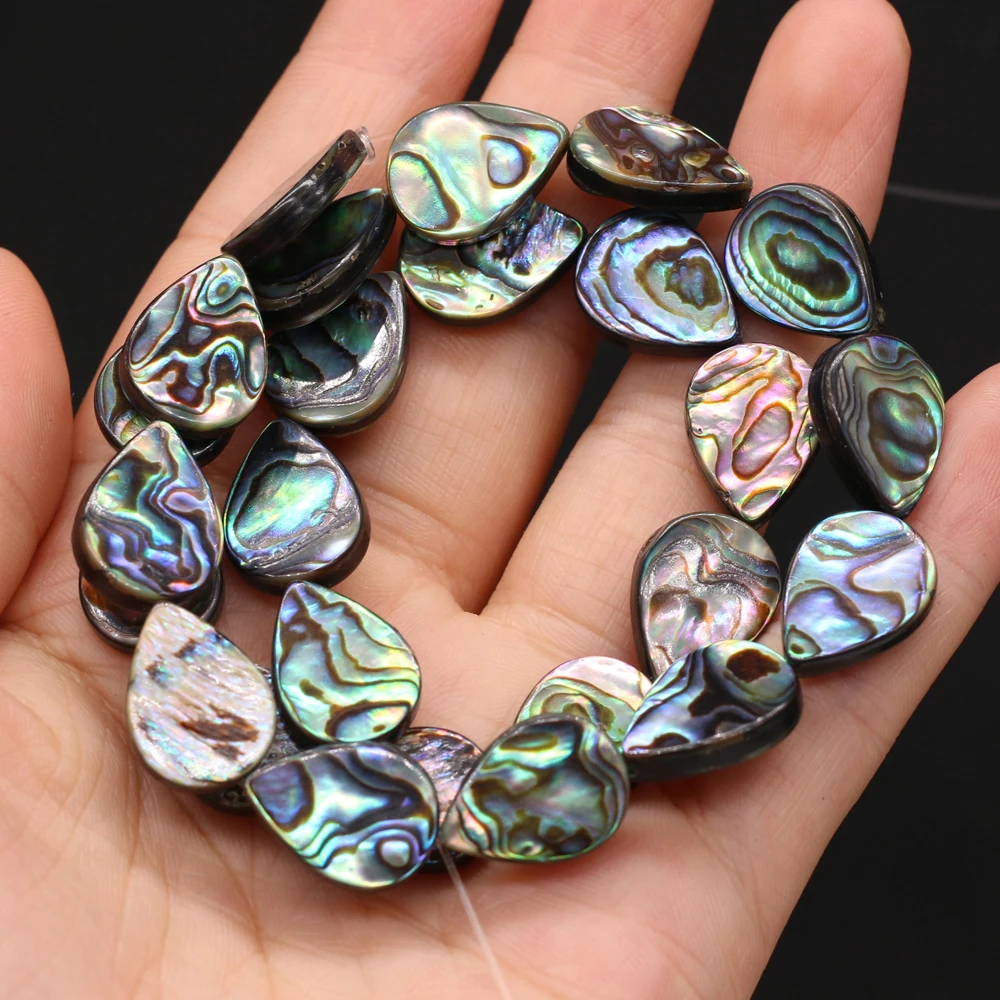 10 Stück natürliche Perlen aus Abalone-Muschel, Tropfenform, zur Verwendung als Trennperlen für die Schmuckherstellung, zum Basteln von Halsketten, Armbändern und Ohrringen. – Detail 3