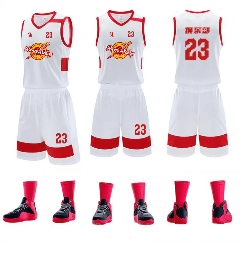 High Quality Double-sided Wearable Men Basketball Sets Uniforms Breathable Quick-drying Sports Suits MenBasketball Jerseys