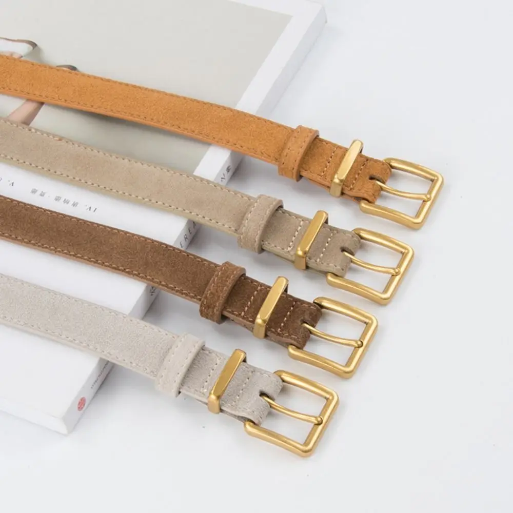 

Женский роскошный дизайн, замшевый кожаный ремень, повседневный модный ремень из матовой воловьей кожи, универсальный пояс с пряжкой, подарки