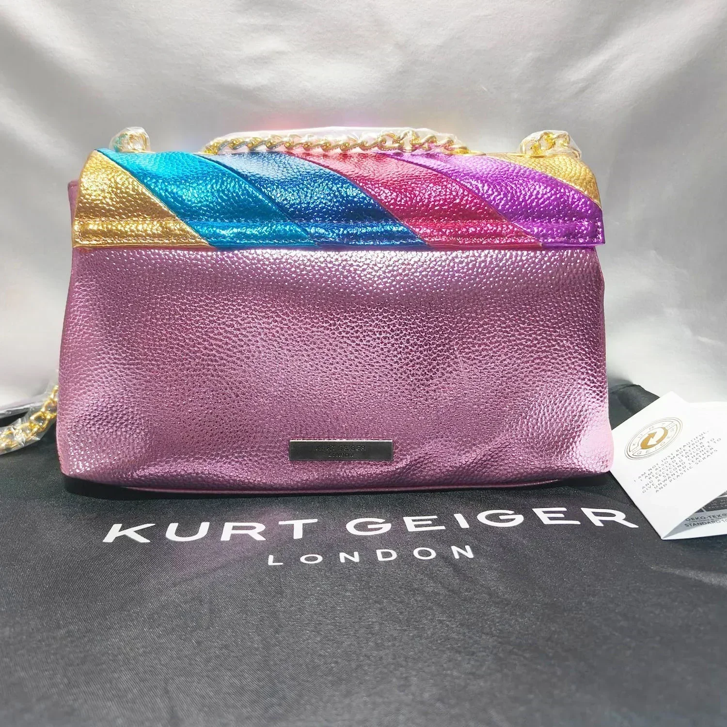 Kurt Geiger London  Summer Rainbow Women Handbag Jointing Colorful Cross Body Bag Fashion Brand Design Patchwork Shoulder Bag