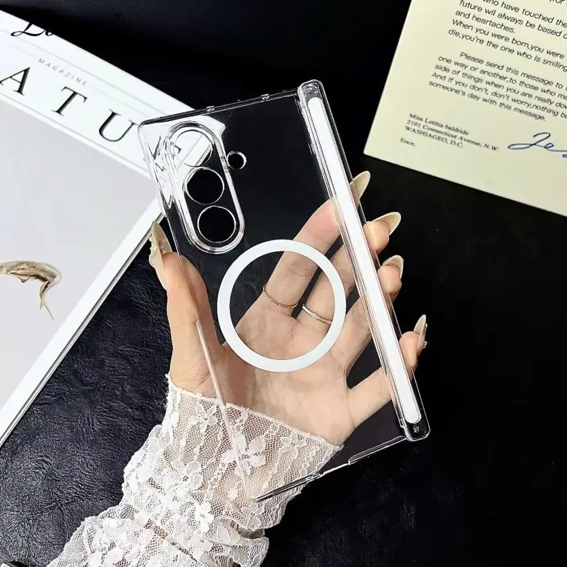 Luxuriöse Transparente Hartschale für Samsung Galaxy Z Fold 7 6 5 4 3 Fold7 ZFold Magnetisch Stoßfest Ultra Slim PC Klare Schutzhülle