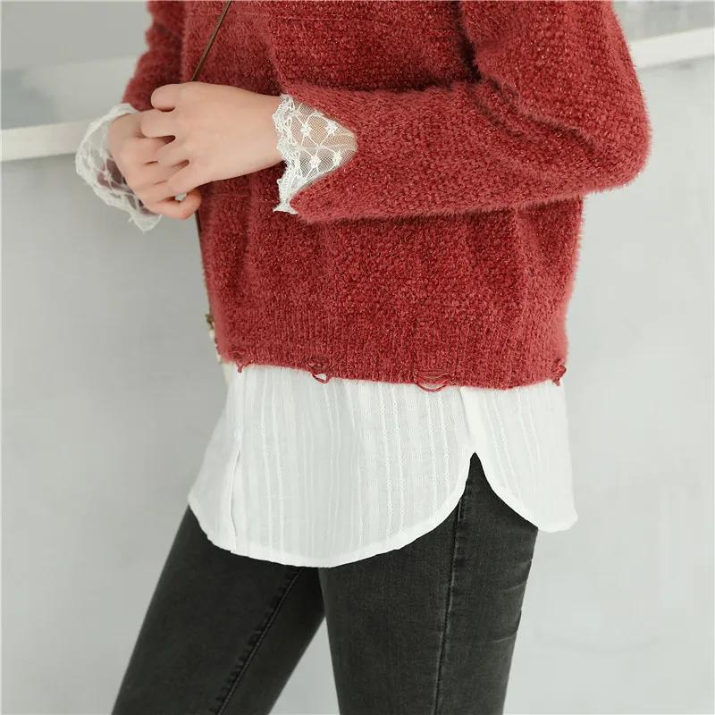 女性シャツブラウスエクステンダーレイヤリングフェイクトップミニスカート偽ヘムライン分割アンスコブラウスエクステンダー