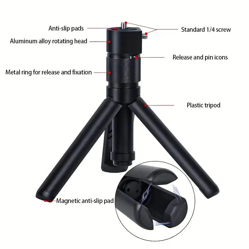 Portable Aluminum Alloy Bullet Selfie Stick Tripod,Rotating Handheld Tripod for Insta360x4 Bullet Time Selfie Stick