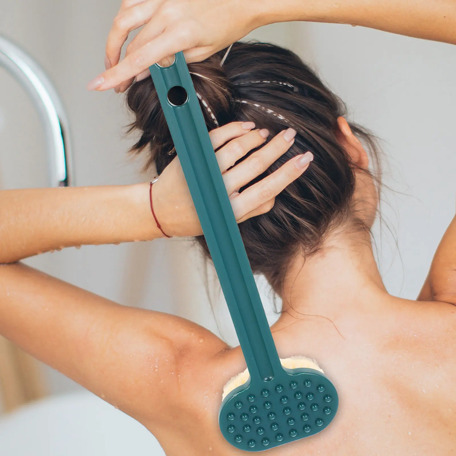 

Long Handle Shower Body Brush Back Scrubber for Women Men Exfoliating Body Cleaning Skin Massage Tool with Hanging Hole Bath