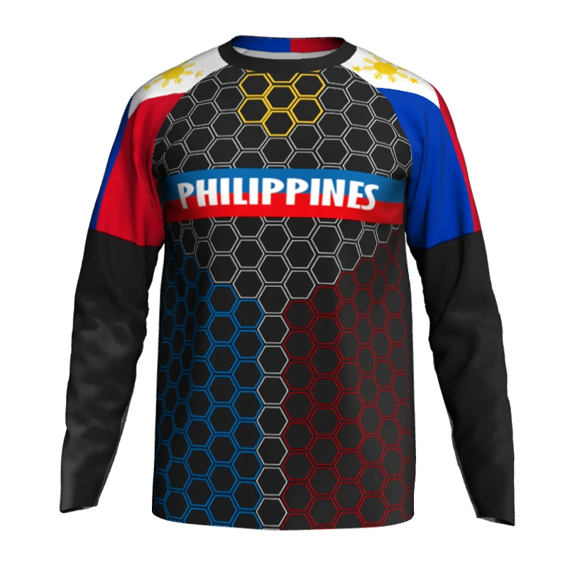 Philippines Pro Outdoor Long Motocross Downhill Cycling Jerseys MTB Bike Shirt Offroad Mx Mountain Dry Breathable Men Sport Tops