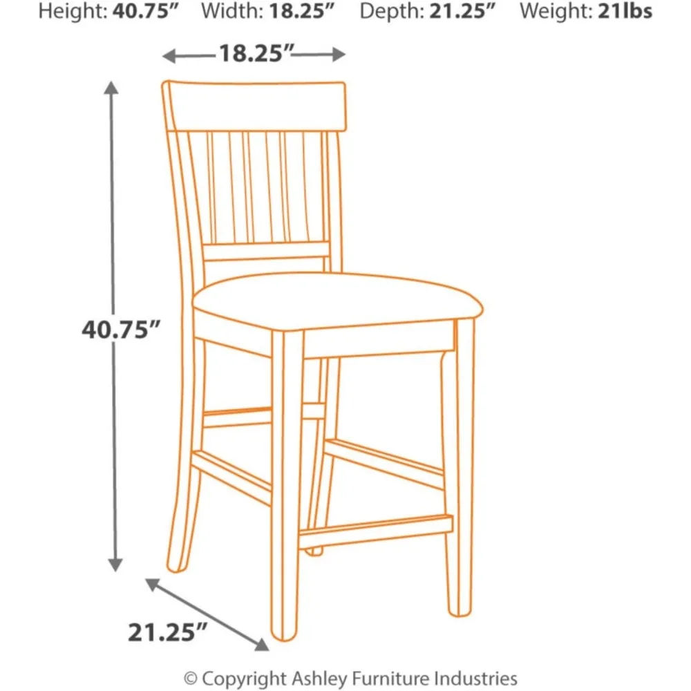 مقعد بار أشلي Count ، تصميم مميز ، ارتفاع المنضدة ، بني داكن ، 24"