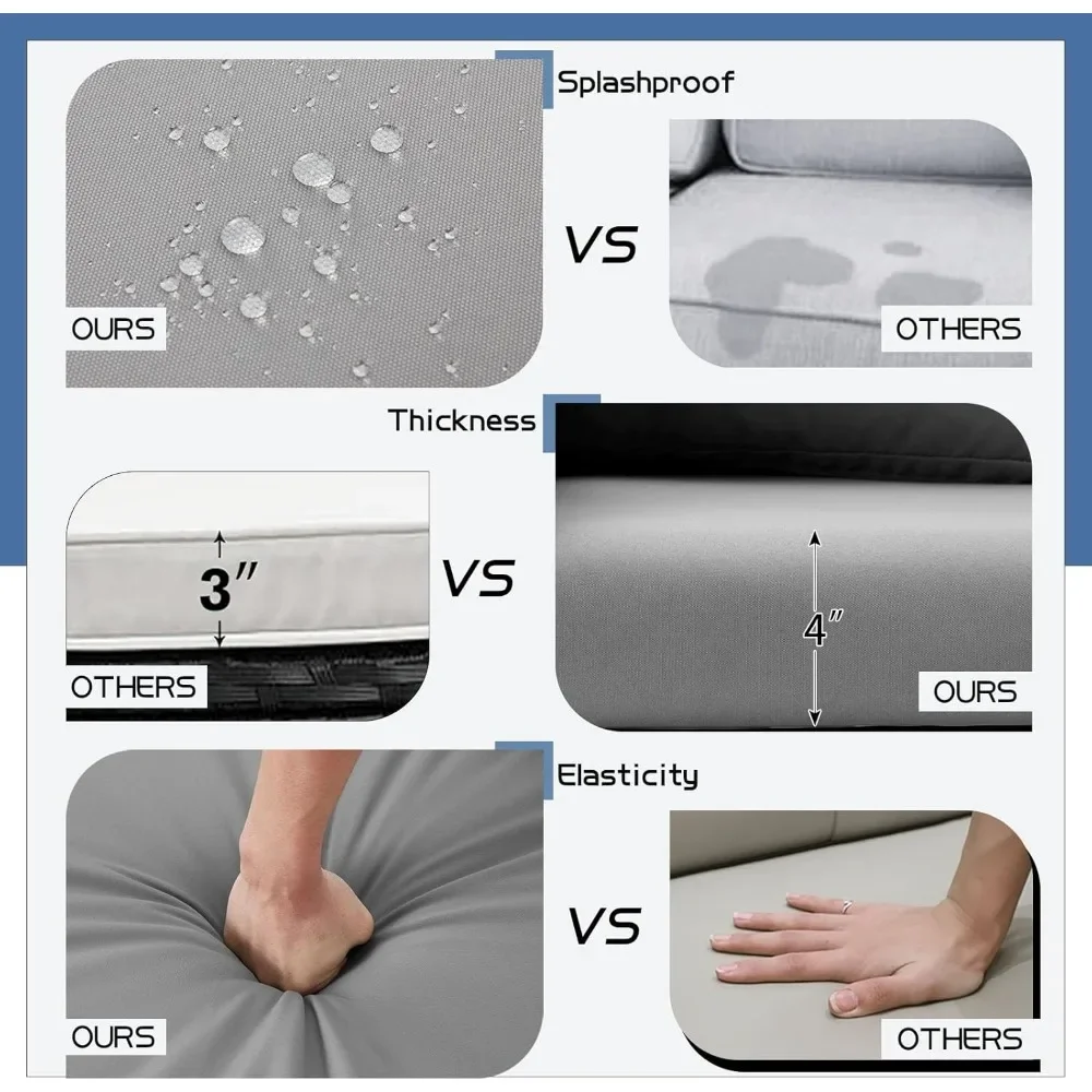 Juego de sofá Seccional de mimbre para exteriores, mesa alta y sillas de ratán PE para todo tipo de clima, juego de comedor de conversación con otomana, 7 piezas