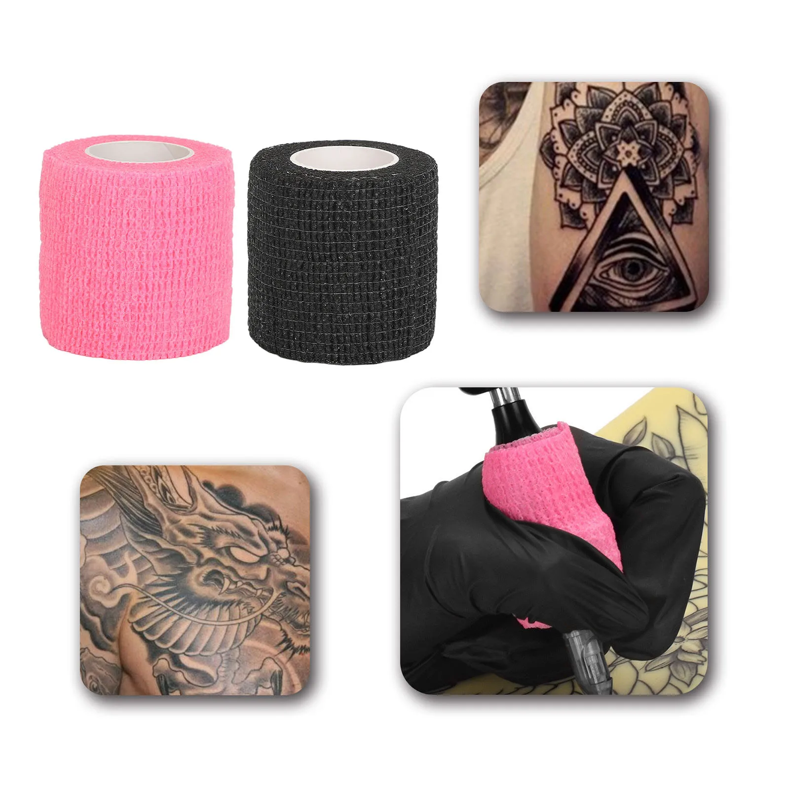 Vendajes para pluma de tatuaje, bolsas antideslizantes para máquina de tatuaje, cubiertas de agarre para pluma, cubiertas con cinta de agarre, juego de suministros para tatuaje, 10 piezas