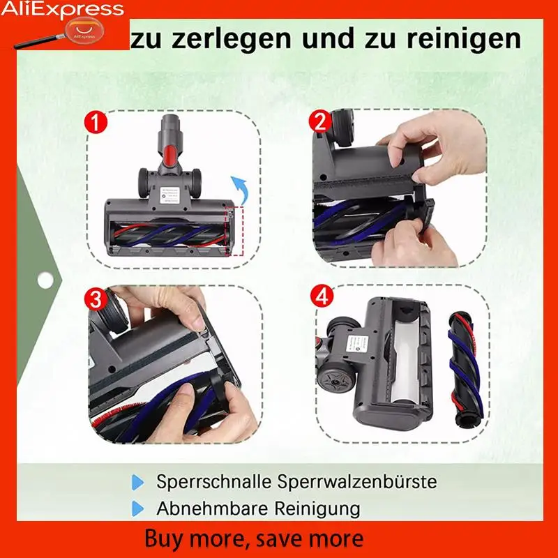 

A67Z 2X Brush For Dyson V7 V8 V10 V11 V15 Vacuum Cleaner Electric Brush With Direct Drive Motor Head Turbine Brush
