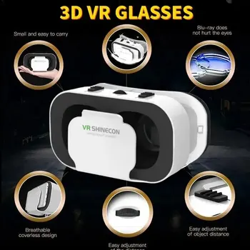 G05 3D VR SHINECON gözlük kulaklık Headmounted sanal gerçeklik ayarlanabilir VR gözlük için 4.76 inç Android akıllı telefonlar