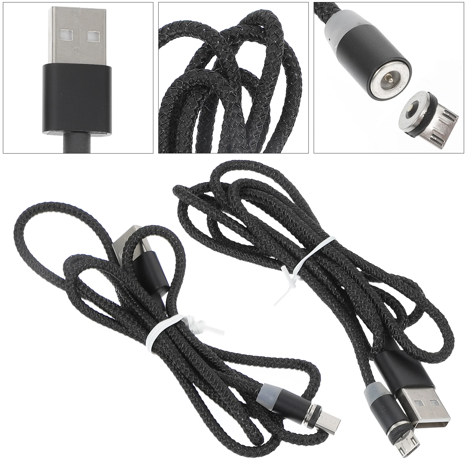

2 PCS Cable Micro USB Charging Type-c Black Phone