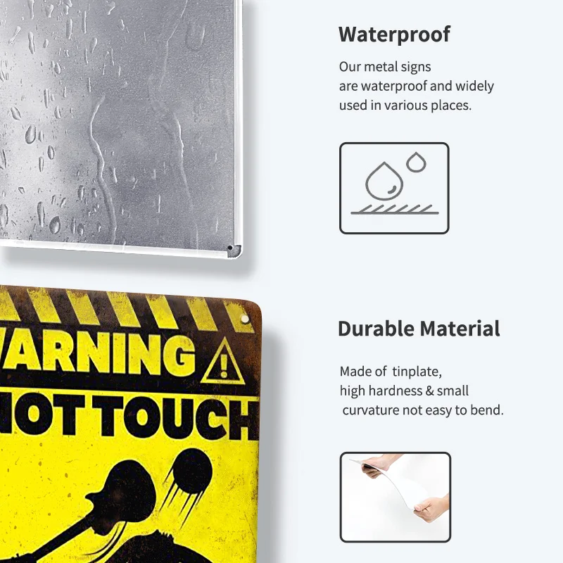 لافتة معدنية مضحكة من القصدير ، ملصقات ، ديكور موسيقى عتيق ، فن حائط ، زينات أغاني ، موسيقى ، لا تلمس ، جيتار ، موسيقى ، 2 * ، 4