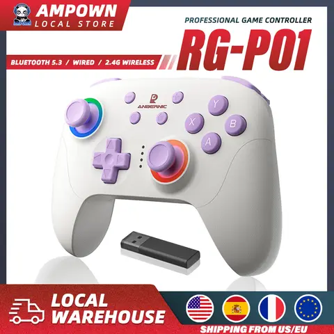 ANBERNIC RG P01 Gamepad Wireless Gaming Controller Hall Trigger Joystick Macro Key RGB Breathing Light For Switch PC Android IOS