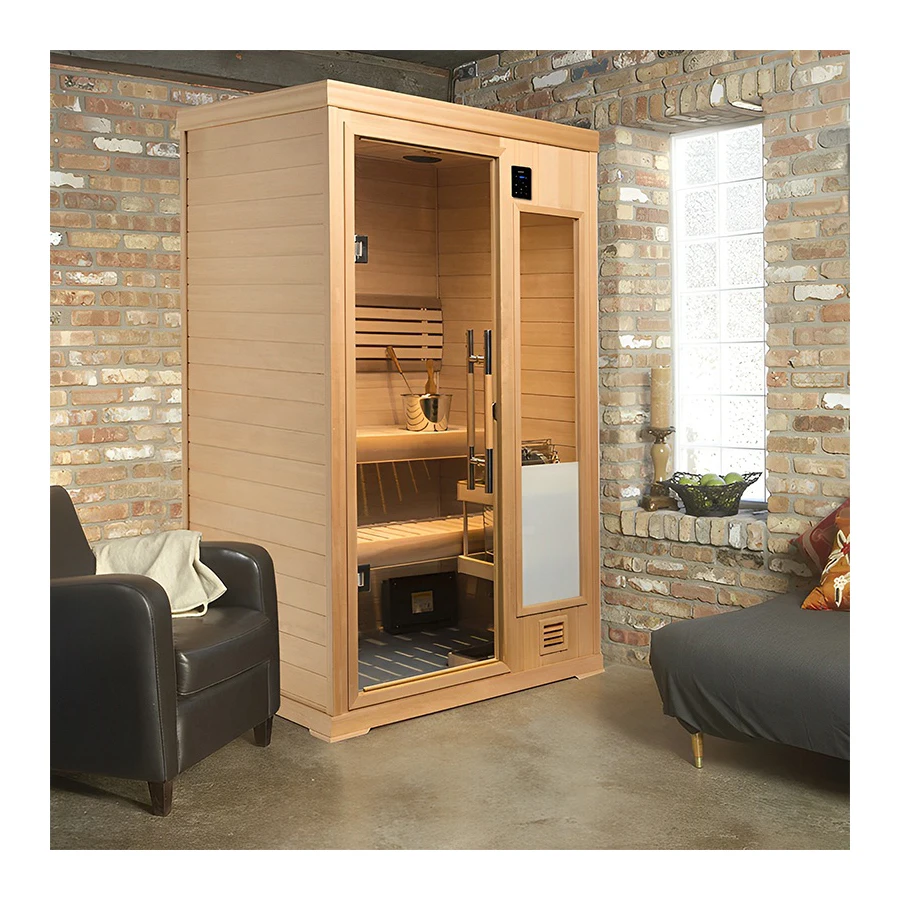 European Design Electric Solid Wood Canadian Hemlock Far Infrared 3 Person Villa Sauna Room
