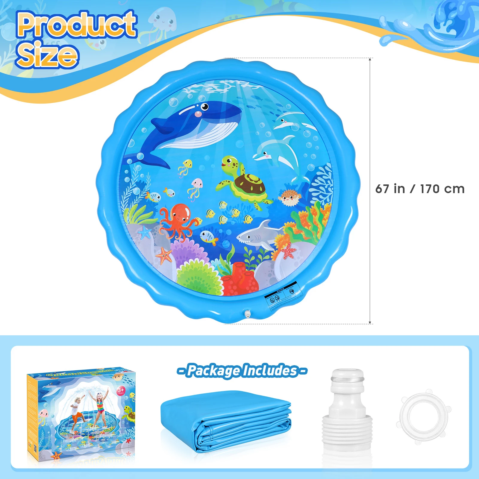 Almofada de spray de água inflável de verão para crianças brinquedos ao ar livre tapete de brincar sprinkler para crianças