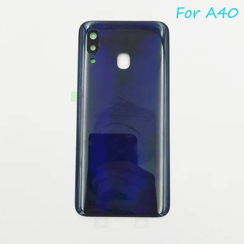 Задняя крышка батарейного отсека для Samsung A40, задняя панель, Корпус Корпуса, запасные части для Galaxy A405 SM-A405F с объективом камеры + логотипом
