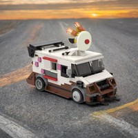 448PCS Food Theme Sweet Tooth Ice Cream Truck Street Food Truck Model Moc DIY Education Model Building Blocks Gourmet Toy