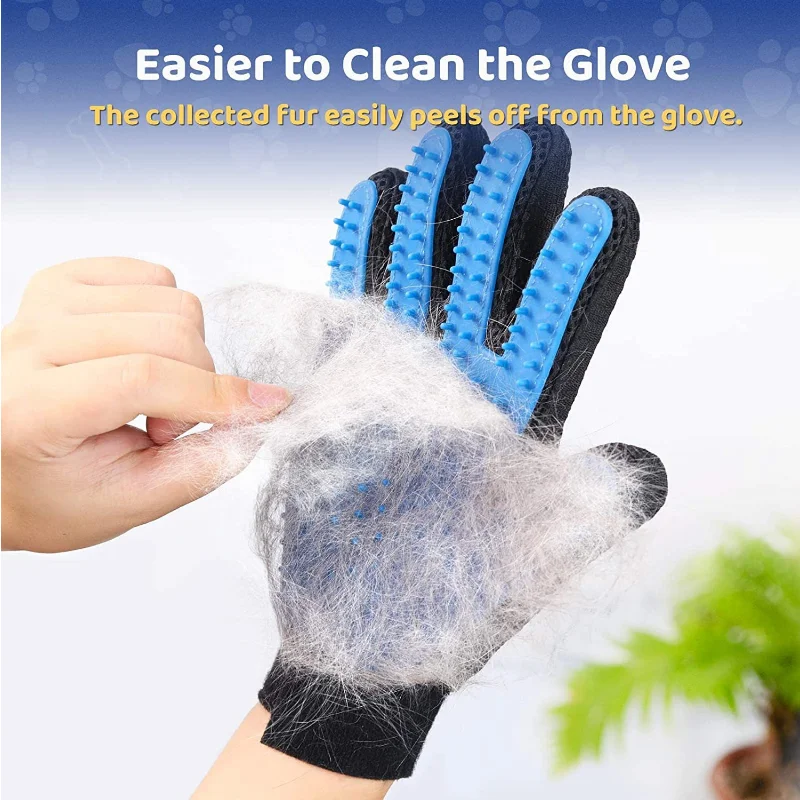 Bath Cleaning Glove De-Shedding De-Matting Pet Hair Right Hand Pet Grooming Kit for Dog Cat Rabbit Fur 2 Sided Grooming Brush