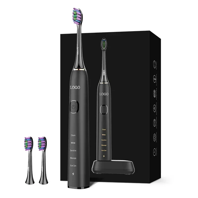 Electric Toothbrush Intelligent Sound Wave Fully Automatic Wireless Induction Charging Adult Model with Brush Head for Home/Gift