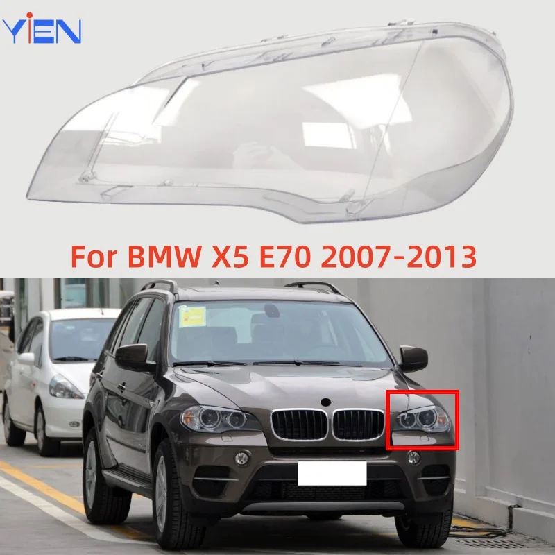 For BMW X5 E70 2007 2008 2009 2010 2011 2012 2013 Car Detailing Headlight Transparency Shell Imported PC Material Durable