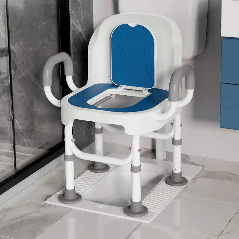 Elderly Hemiplegia Bedside Potty Chairs Portable Seats Plastic Toilets Stool Height Adjustment Bathroom Chairs with Poop Bucket