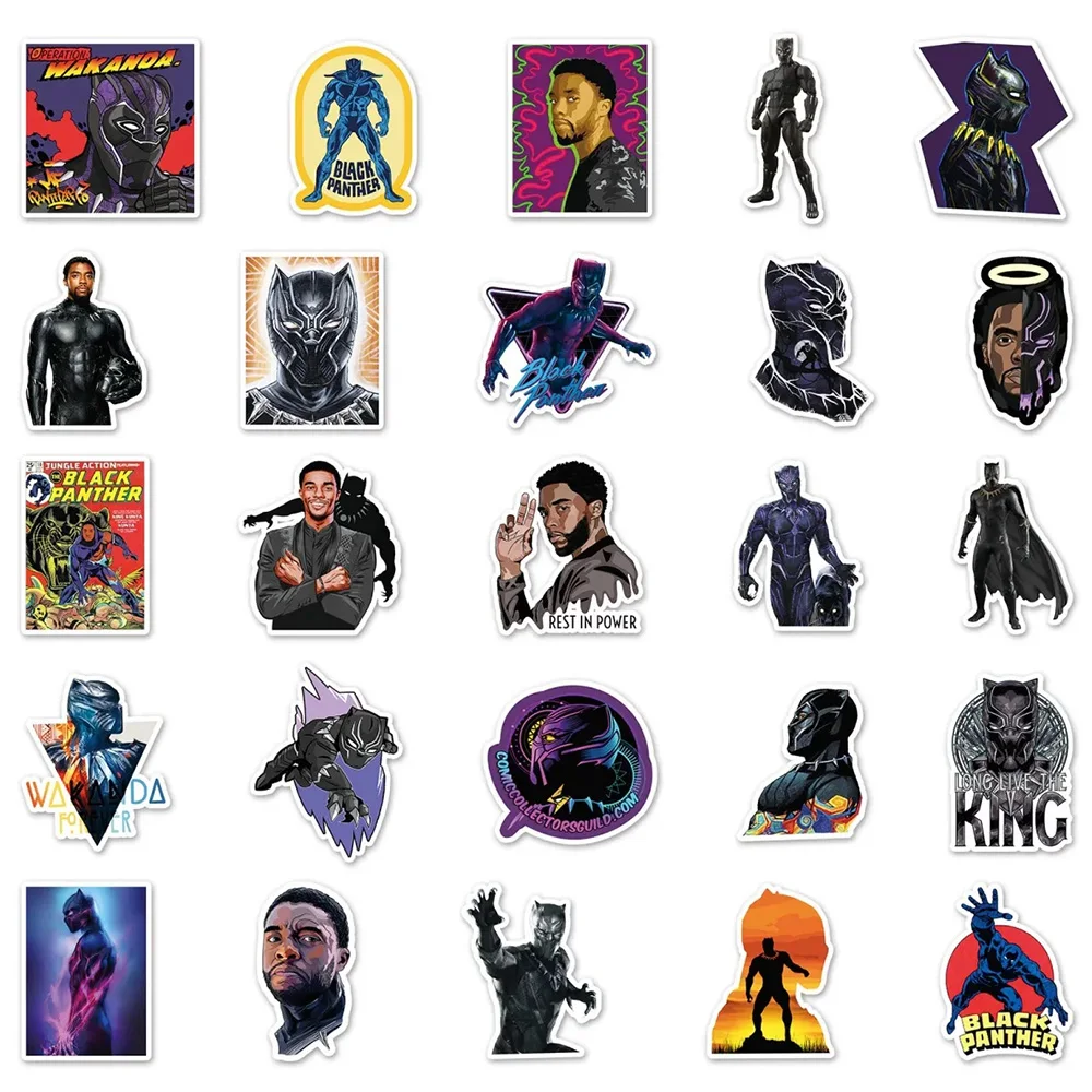 10/30/50PCS Disney Marvel Superhero Black Panther Sticker Cartoon DIY Car Laptop Luggage Skateboard Graffiti Decals Fun for Kids