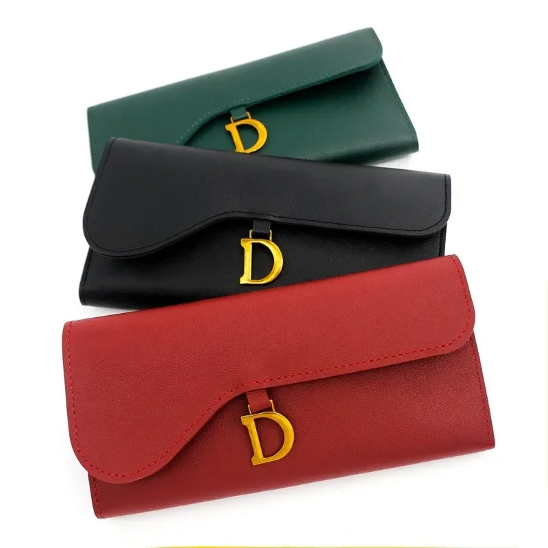 

New Fashion Women's Long Purse Holding Bag Korean Version Large Capacity Buckle Card Bag Female Wallet