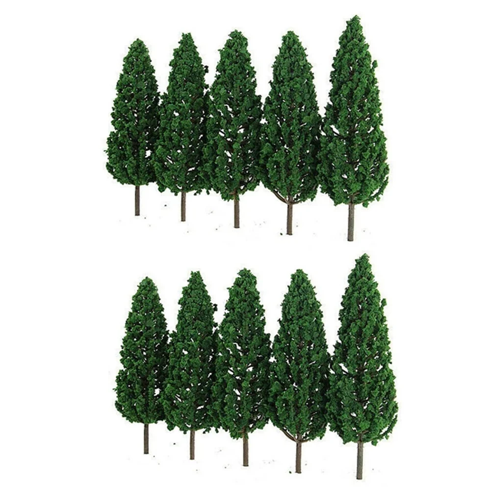 10Pcs Pine Trees 1:25 Model Train Railway Building Green Model Tree for O G Scale 1/25 Railroad Layout Scenery