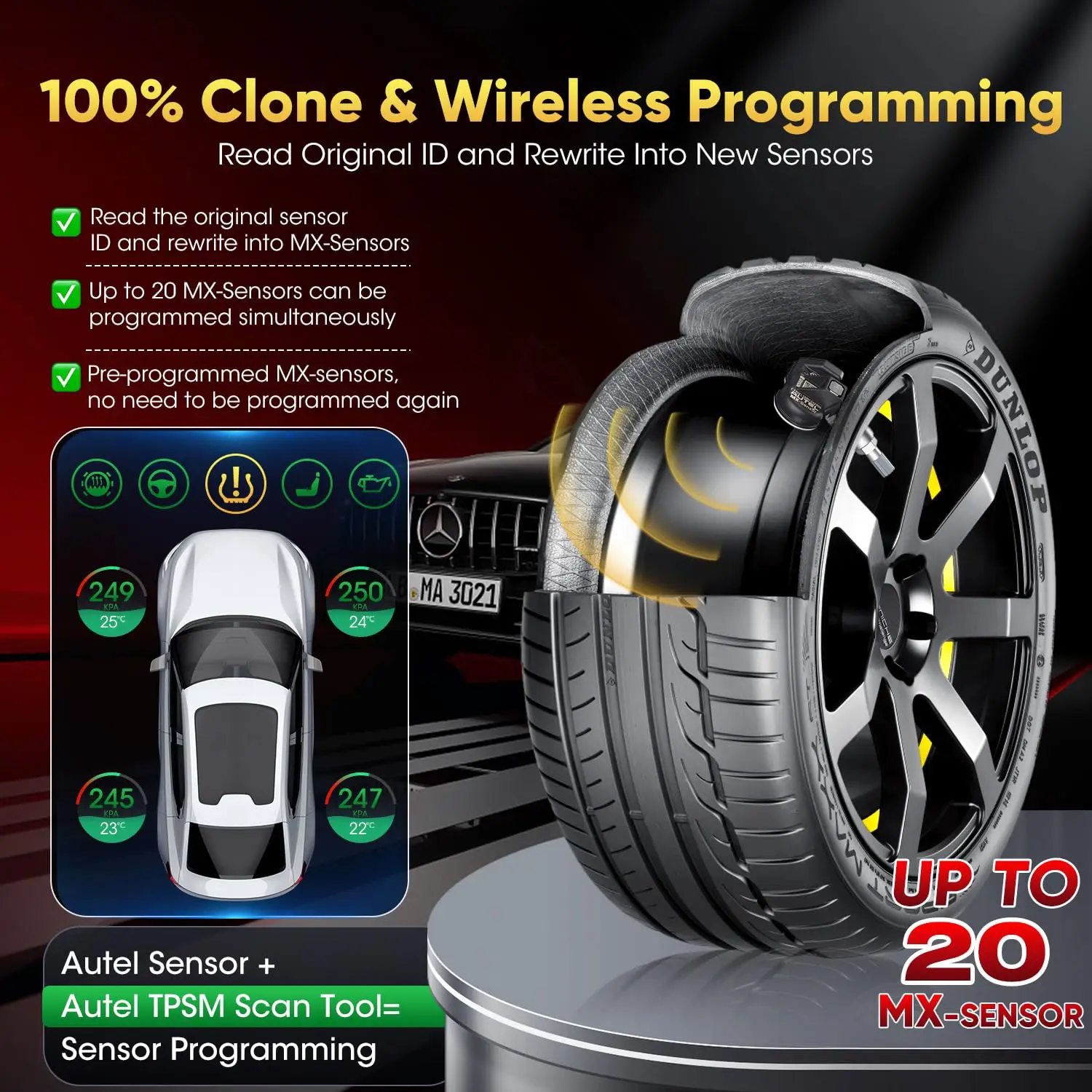 8 قطعة مستشعر Autel TPMS 2in1 315 ميجا هرتز 433 ميجا هرتز MX-الاستشعار نظام مراقبة ضغط الإطارات الاستشعار للبرمجة والاستنساخ مستشعر TPMS