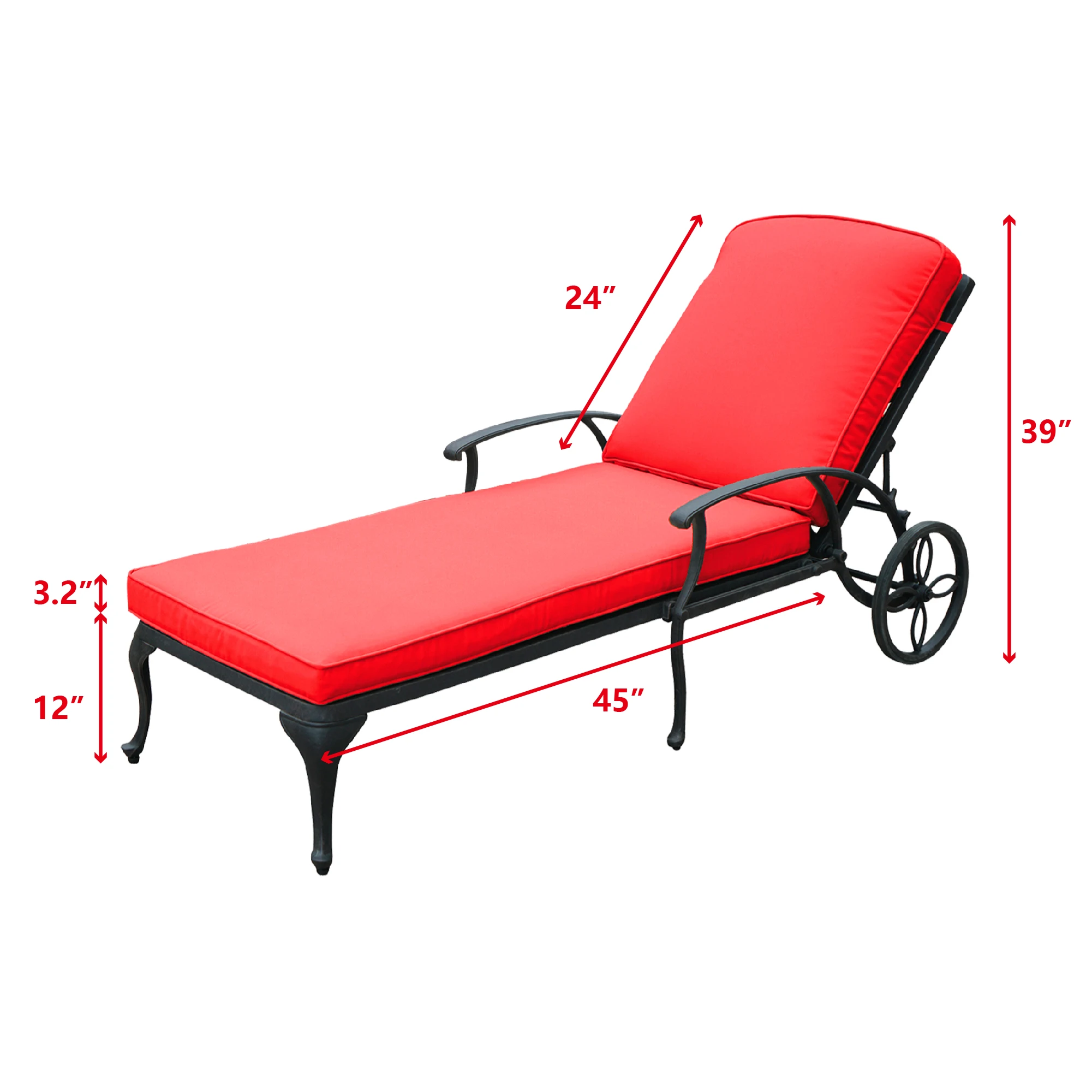 Outdoor Patio Pool Aluminium Cast Lounge Chair  Sun Lounger