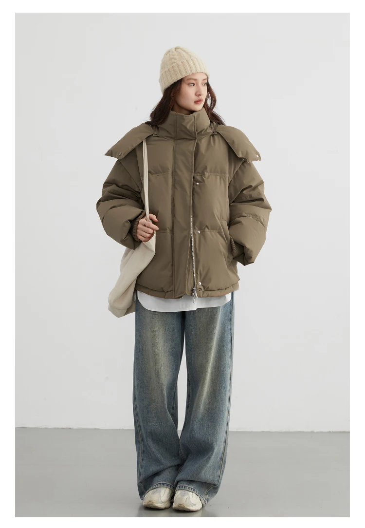 CHIC VEN Women Down Coat Solid Warm Down Jacket New 90 White Duck Down Windproof Hooded Female Overcoat Winter 2023