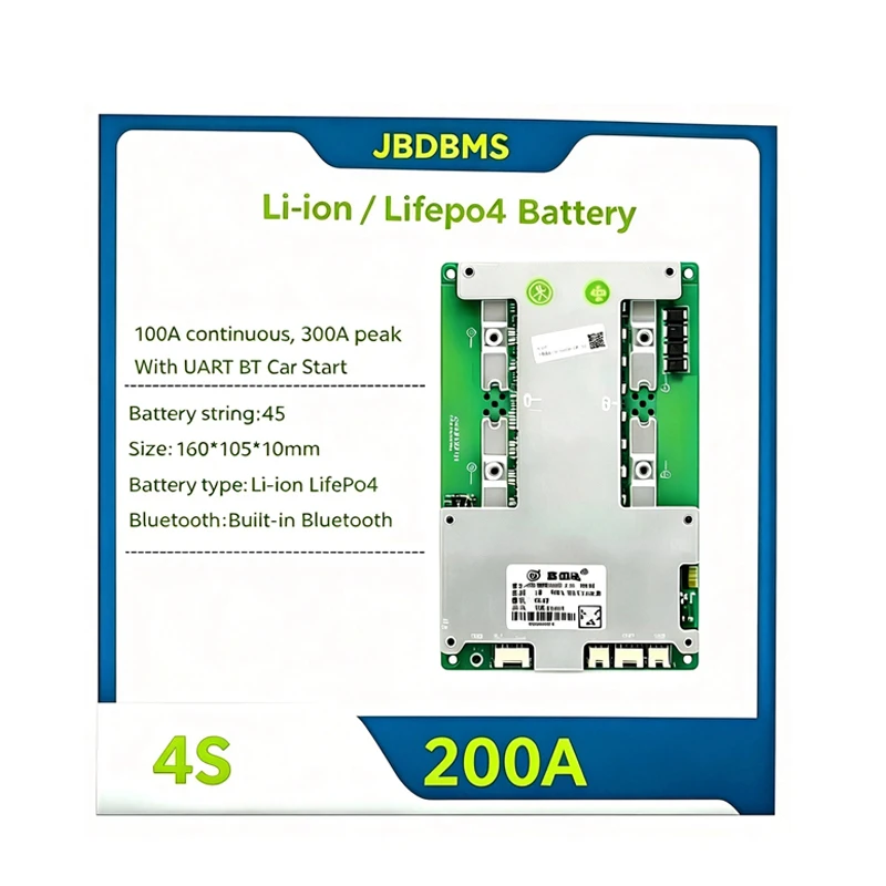 jbd-smart-4s-bms-200a-バッテリーバランス保護基板。bluetooth-uart、熱伝導機能、直列接続機能を搭載。12v-リチウム鉄リン酸電池（lifepo4）、リチウムイオン電池に対応。