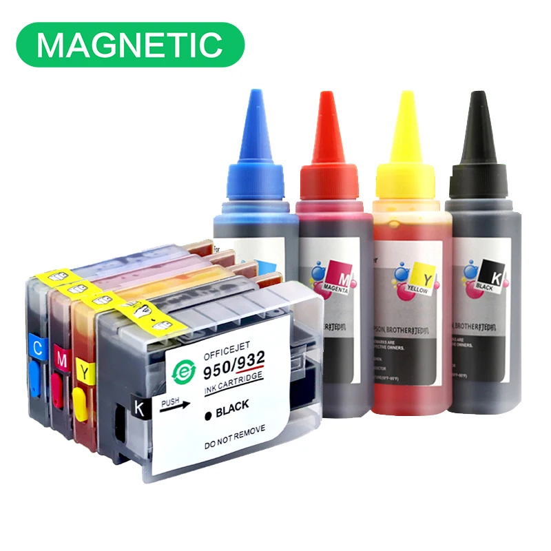 Magnetic Compatible Refillable Full Ink Cartridge For HP932 932XL For HP Officejet 7110 7610 7612 Printers