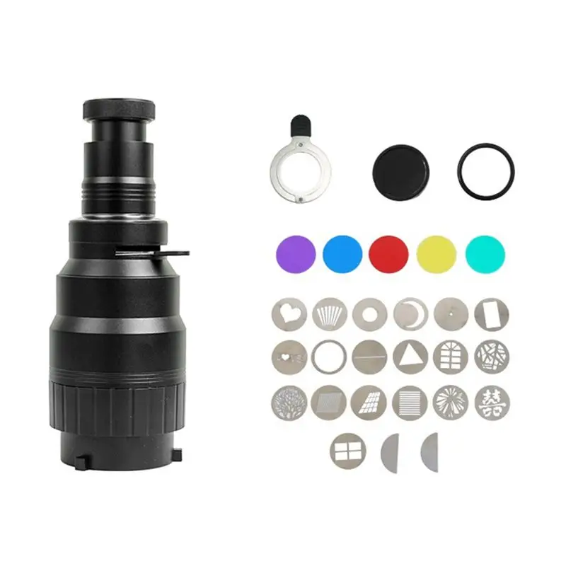 A29F-Photograph Flash Snoot Conical Lens Video Photo Studio Light Kit With Optical Spotlight Lens Gobos Flash Light Fittings