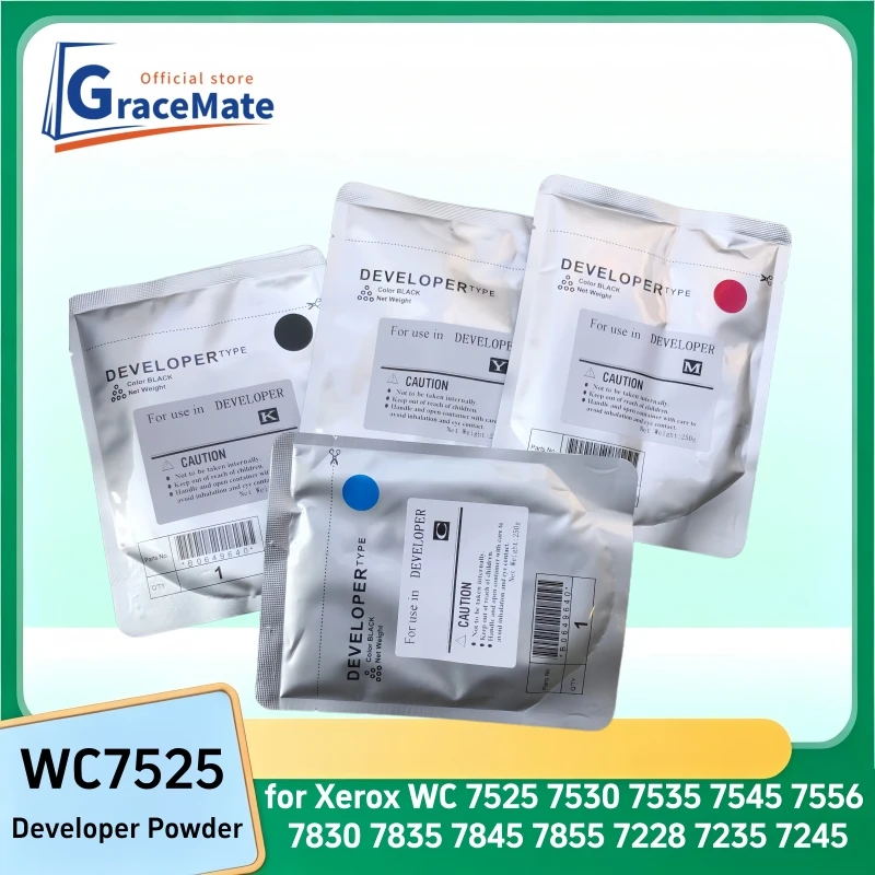 4PCS/1Set Developer Toner for Xerox WC 7525 7530 7535 7545 7556 7830 7835 7845 7855 7228 7235 7245 7328 7345 C2260 C3370 250g