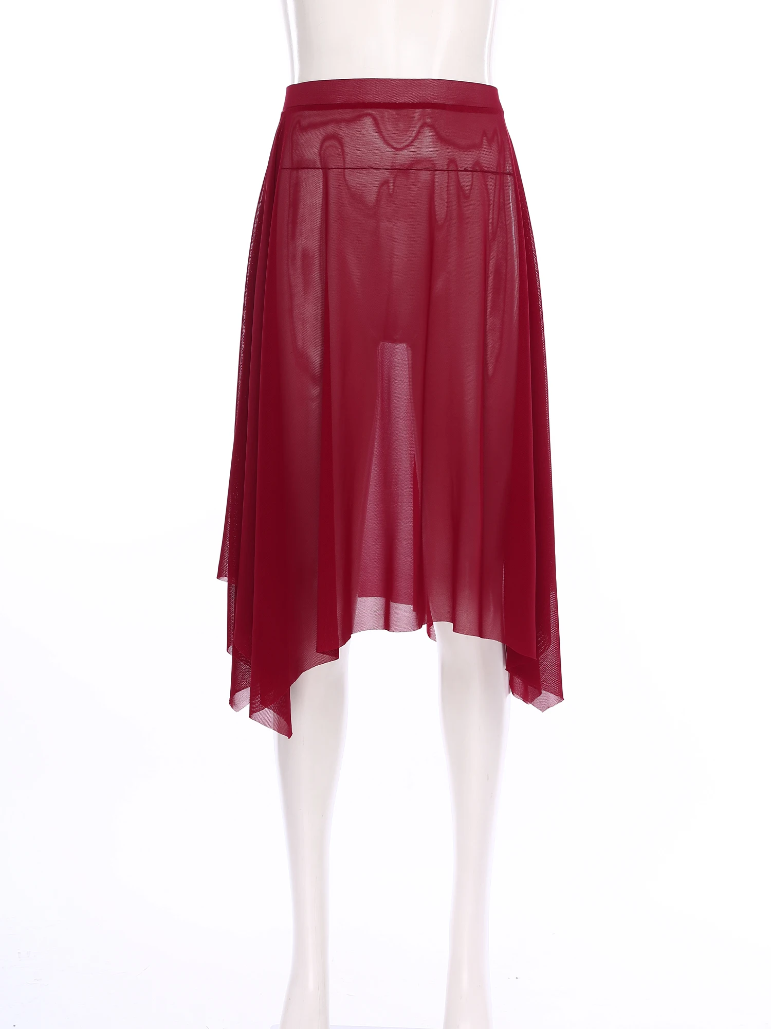 

Women Sheer Mesh Ballet Dance Skirt Elastic Waistband Flowing Skirt for Modern Ballet Dance Practicing Stage Performance Outfits