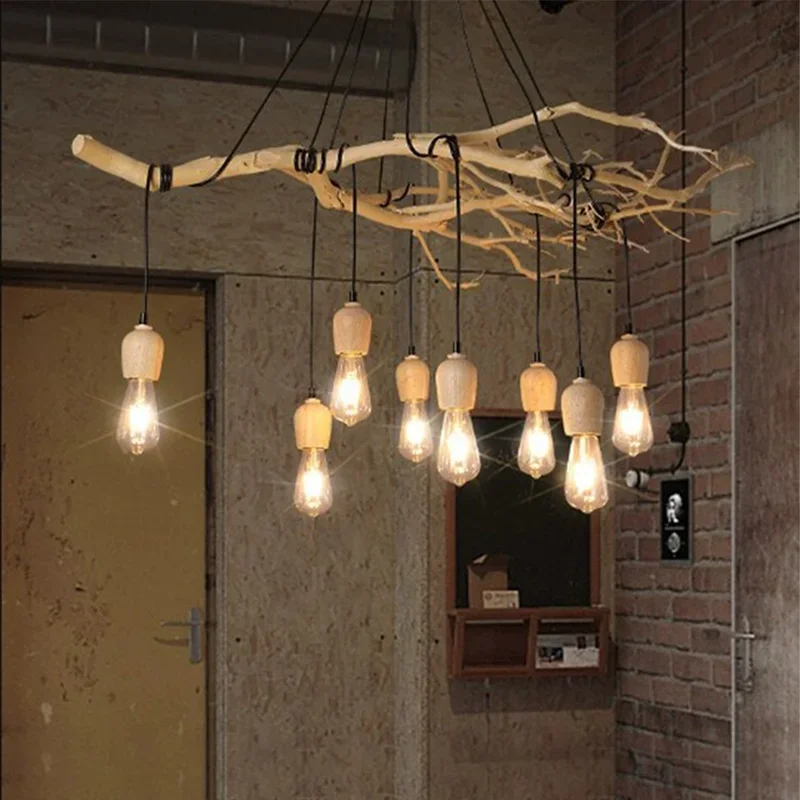 DIY LED Vintage Pendant Light Tree Branches Chandelier Living Room Bedroom Dining Room Art Ceiling Hanging Lamp Home Decor Light