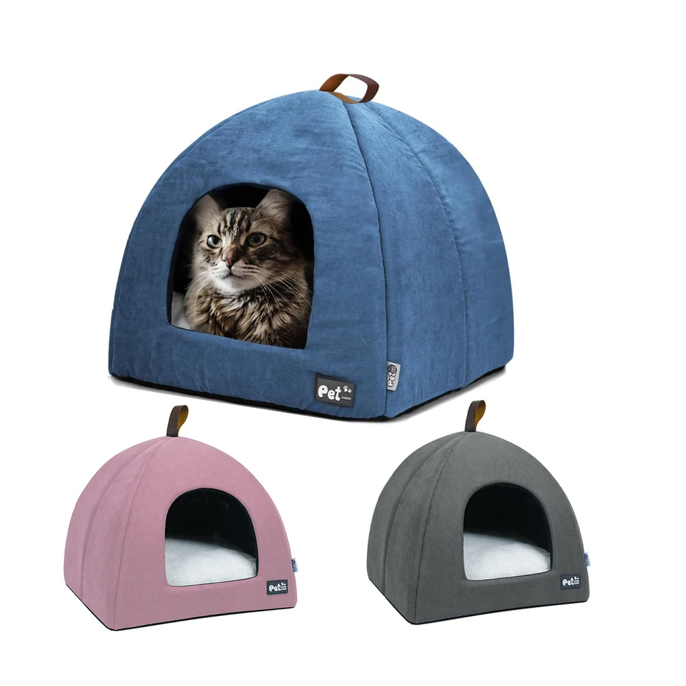 Cats Bed Nest Indoor Pet Beds Mat for Cats and Small Dogs Cat Bed Cave Comfortable Covered Bed Puppy Tent Small Animal Kennel