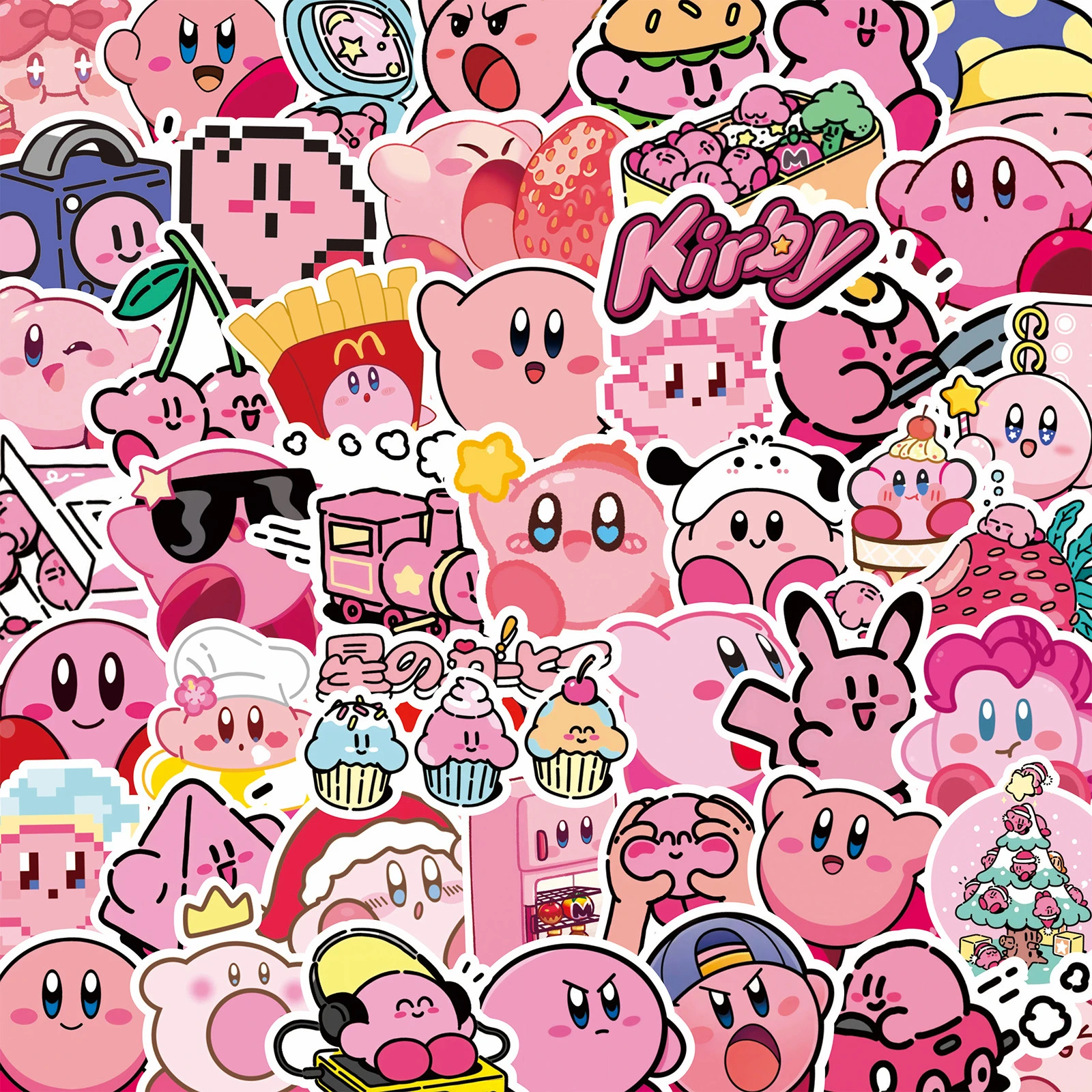 10/50/100 Uds. Pegatinas de Kirby Rosa de Dibujos Animados, Lindas Calcomanías Decorativas para Niños, Juguetes DIY, Papelería, Maleta, Coche, Teléfono, Pegatinas Kawaii de Graffiti