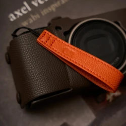 Camera Finger Strap Leather GR Ring Retro Literary Lanyard Ricoh Hand Strap Cowhide Black Card Strap Camera (NOT Wrist Strap）