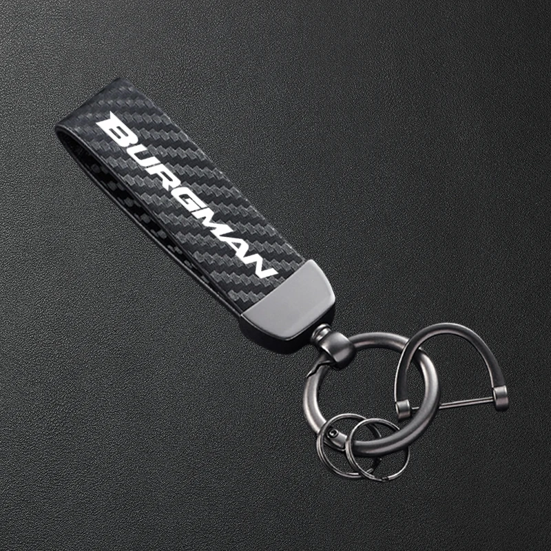 For Suzuki BURGMAN 650 400 125 200 250 AN650 AN400 AN125 AN200 Carbon Fiber Patterned Motorcycle Keychain Metal Keyring - view 2