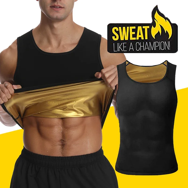 Men Sweat Sauna Vest Waist Trainer Weight Loss Slimming Body Shaper Heat Trapping Tank Top Shapewear Corset Shirt Hot Fat Burner