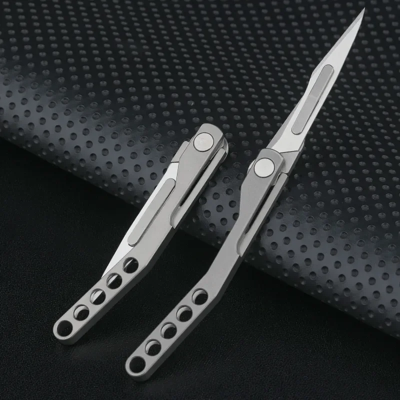 Imagem -02 - Mini Titanium Alloy Folding Knife Bisturi Portátil Auto-defesa Pocket Knife Sobrevivência ao ar Livre Ferramenta de Corte Edc 10 Blade