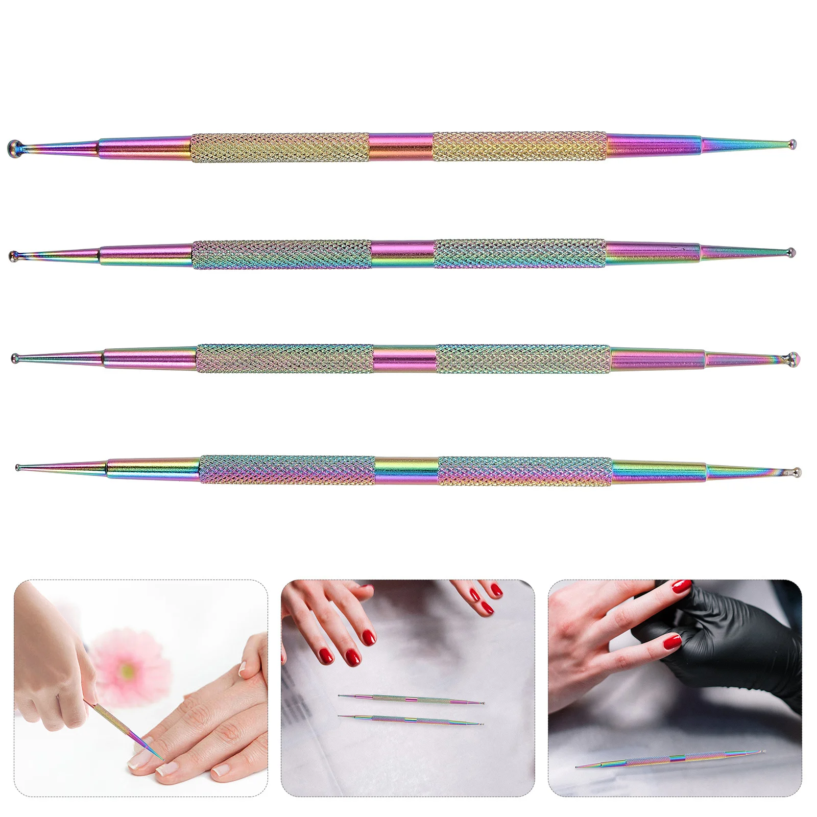 Ensemble de stylos de sélection de strass en métal, 4 pièces, double extrémité pour Nail Art, modèles uniques, facile à utiliser, plusieurs modèles, artisanat de bricolage